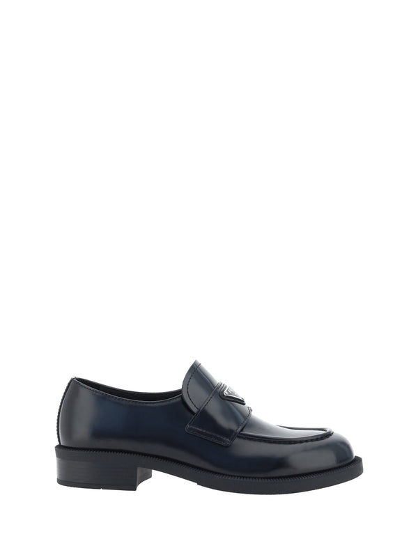 Triangular Logo Leather Loafers