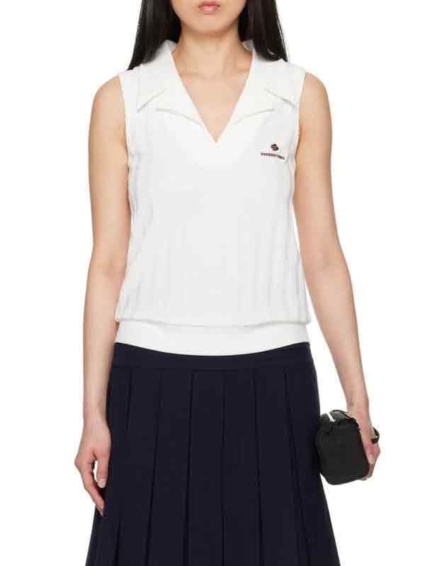 Logo Stripe Knit Sleeveless Top