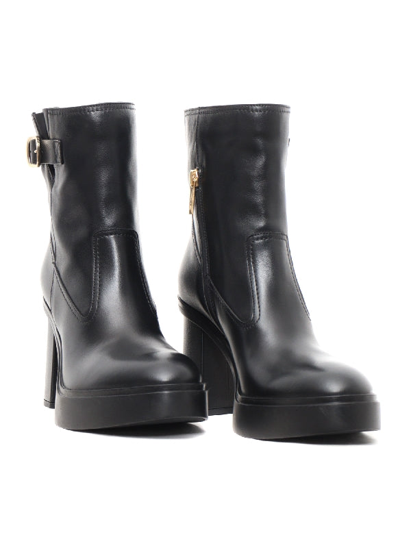 Buckle Strap Platform Boots Heel