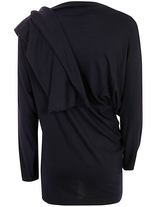 Asymmetric Draped Long Sleeve Top