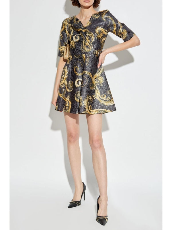 Allover Print Belt Midi Dress