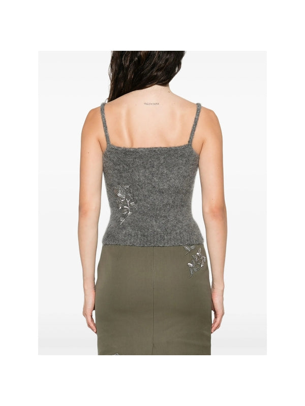 Flower-Embellished Tank Top