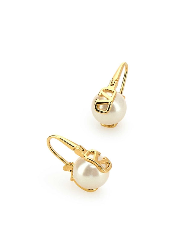 V Logo Pearl Earrings