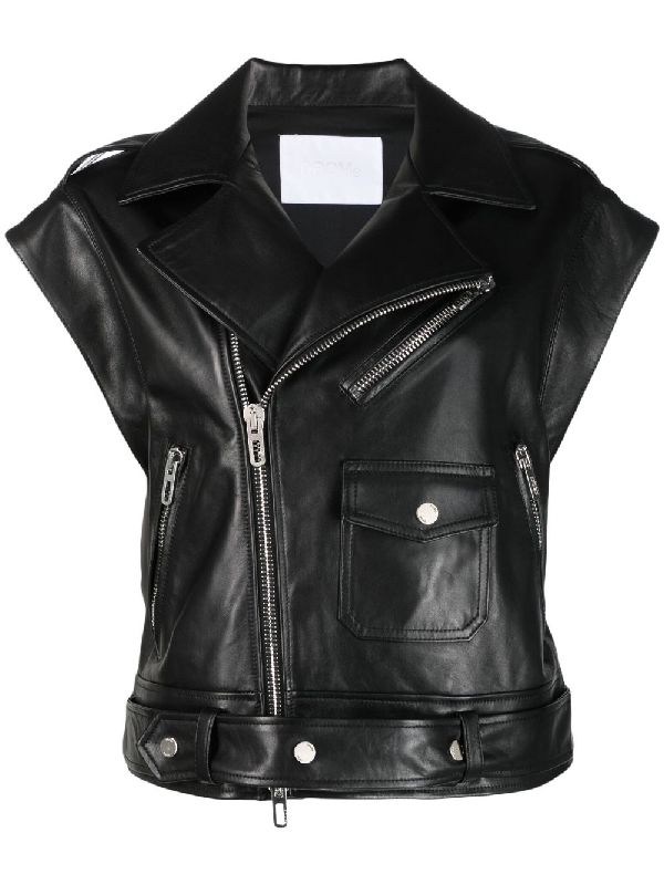 Lambskin Sleeveless Biker Jacket