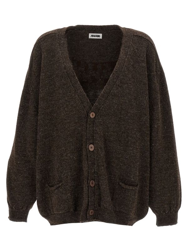 Logo Jacquard Wool Cardigan