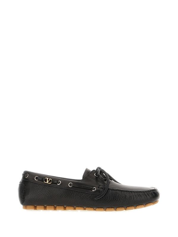 Valentino Black Boat Shoes