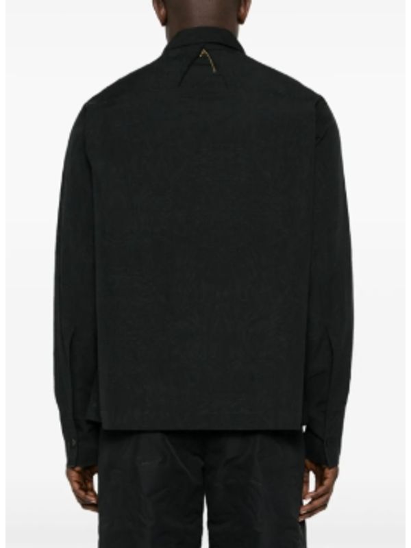 Tonal Pattern Jacquard Cotton Zip Up Jacket