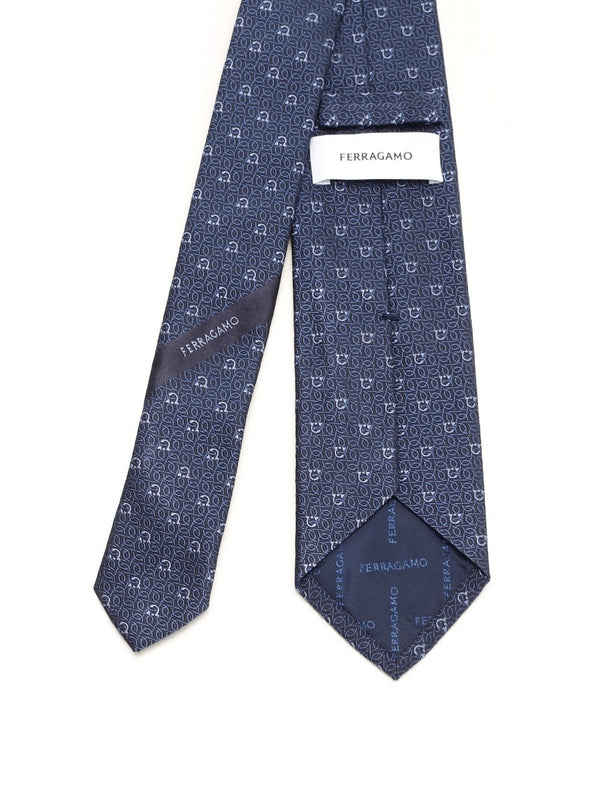 Gancini Pattern Silk Tie