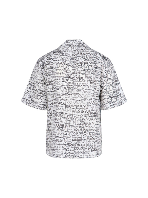 Allover Logo Printing Short Sleeve Shirt