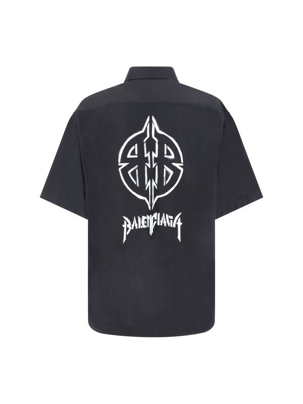 BALENCIAGA - BB Stencil Logo Short Sleeve Shirt - Jente