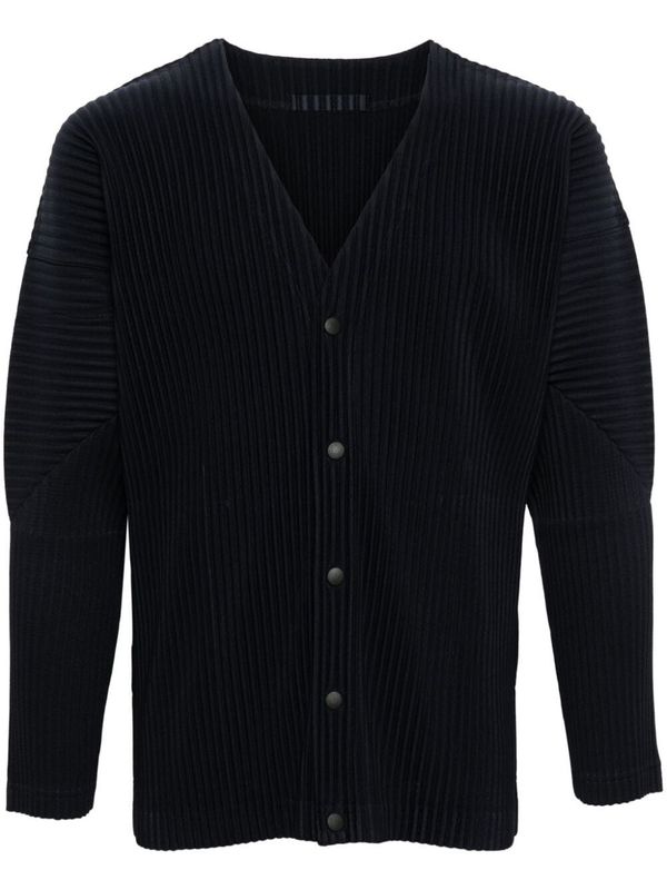 Pleated V-neck Cardigan