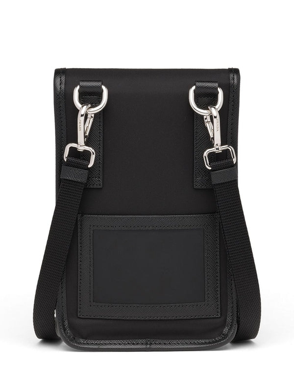 Triangular Logo Buckle Decoration Saffiano Leather Phone Holder Bag