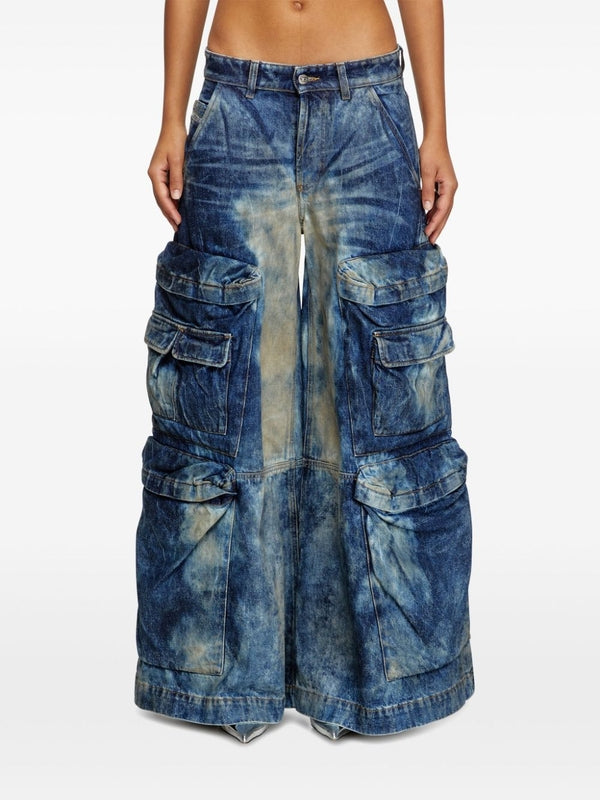 Wide Cargo Denim Pants