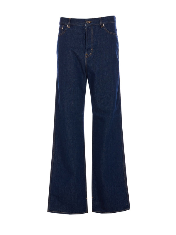 Back Flower Embroidered Denim Pants