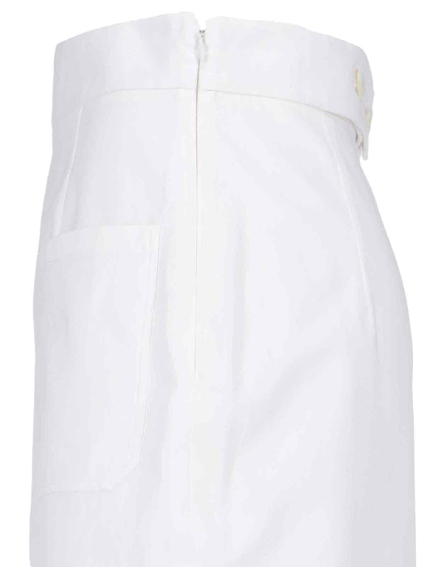 Asymmetric Hem Pocket Cotton Skirt