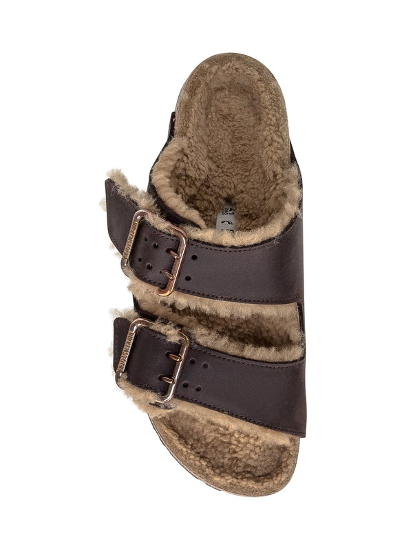 Arizona Buckle Shearling Leather Sandals