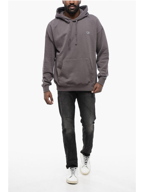 Solid Color S-ROB-HOOD-DOVAL-PJ Hoodie with Patch Pocket Hoodies