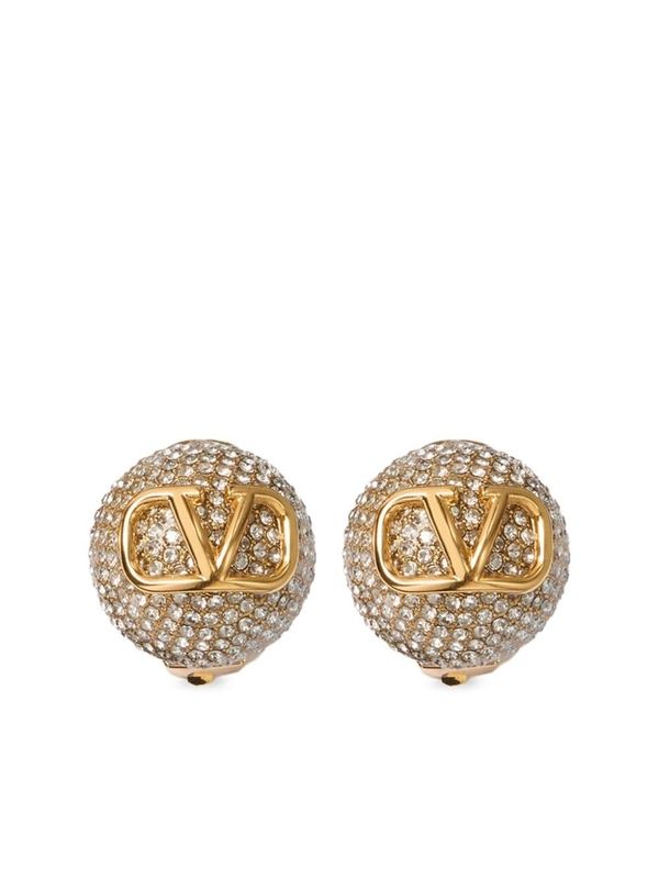 V Logo Crystal Earrings