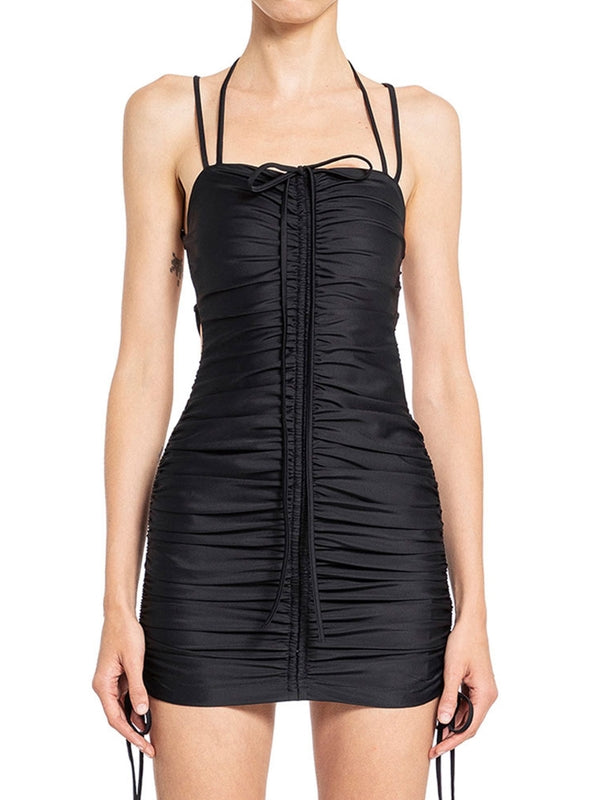 肩带细节迷你连衣裙