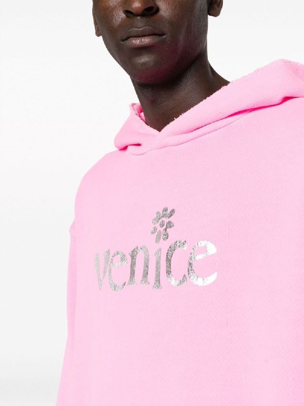 Metallic Logo Print Hoodie