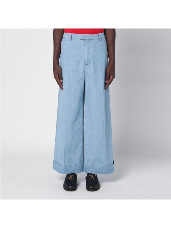 Wide Turn-up Denim Pants