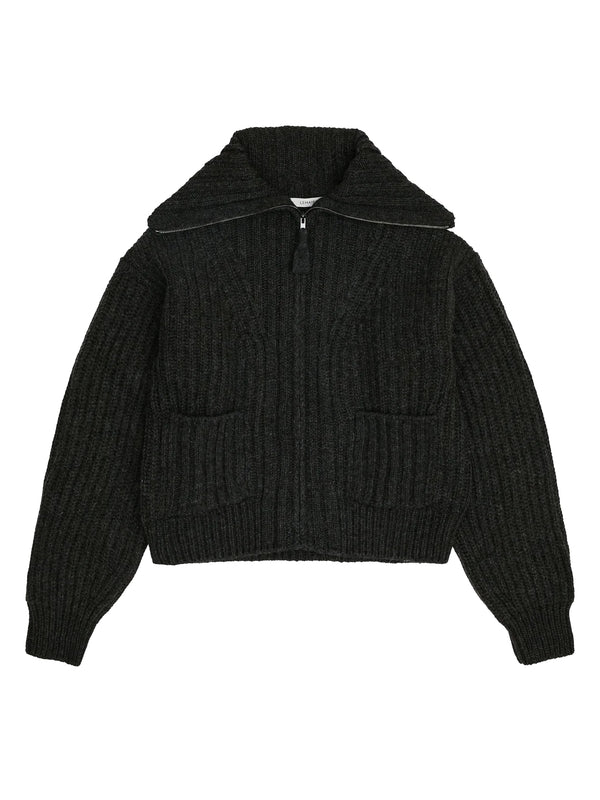 Trucker Collar Zip-Up Cardigan