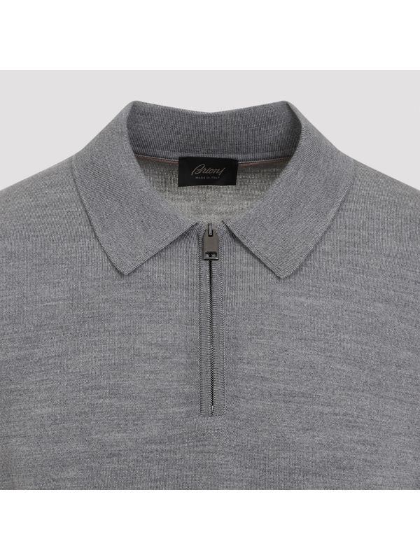 Wool Zip-up Polo Shirt