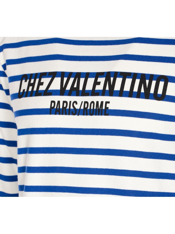 Valentino White Sky Blue Long Sleeve Top