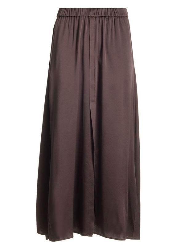 Stretch Satin Midi Skirt