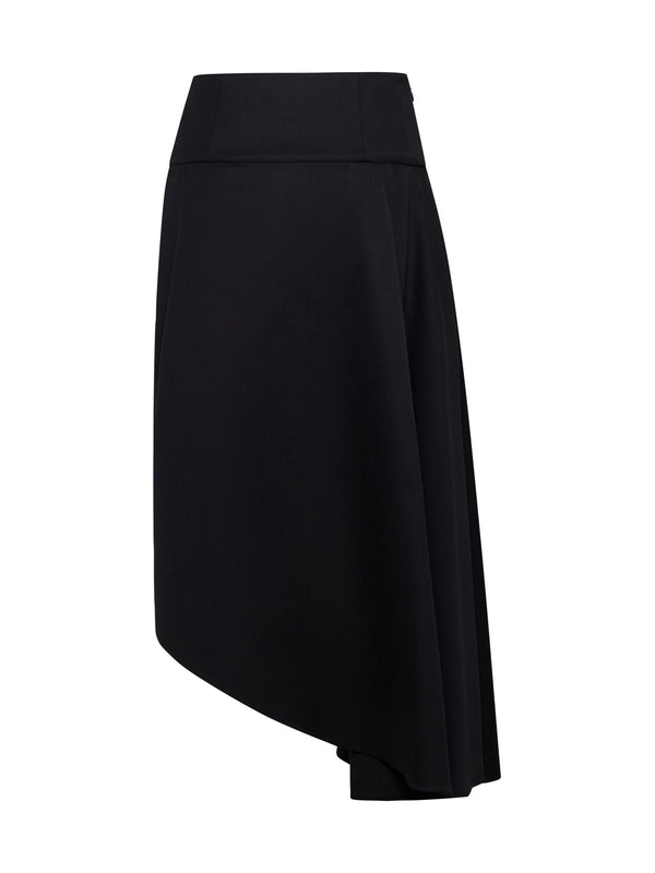 Asymmetrical Wool Midi Skirt