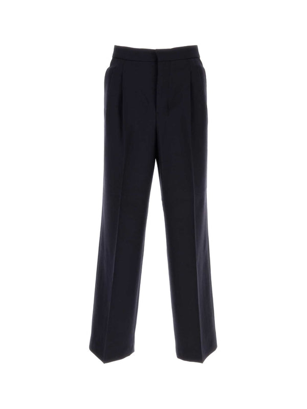 Straight Pleats Wool Pants