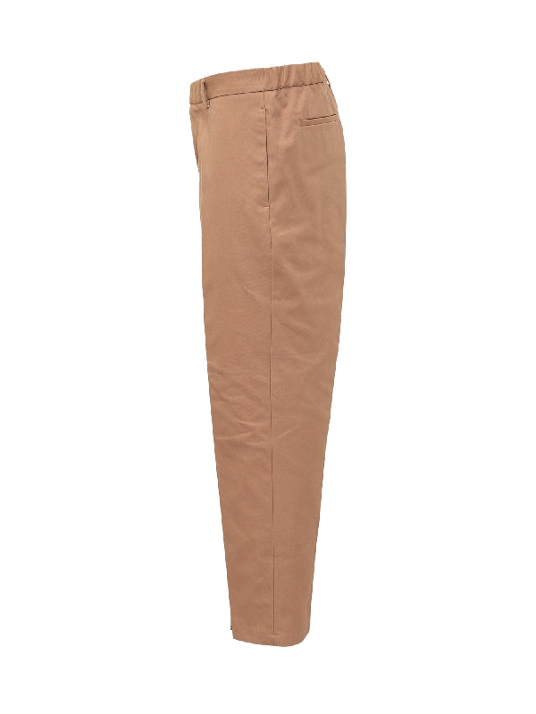 Brown Tapered Pleated Pants