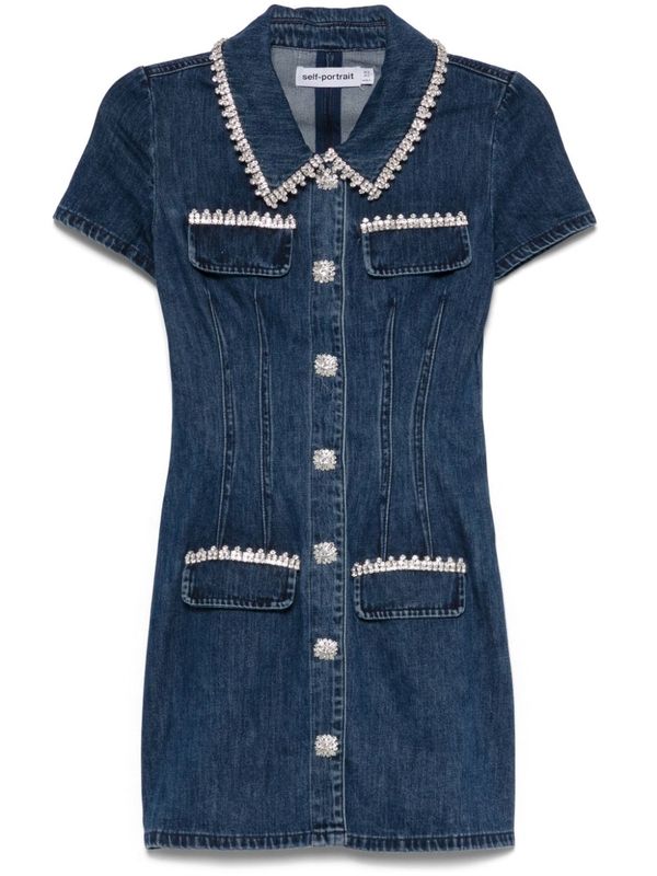 Jewel-Embellished
  Denim Mini Dress