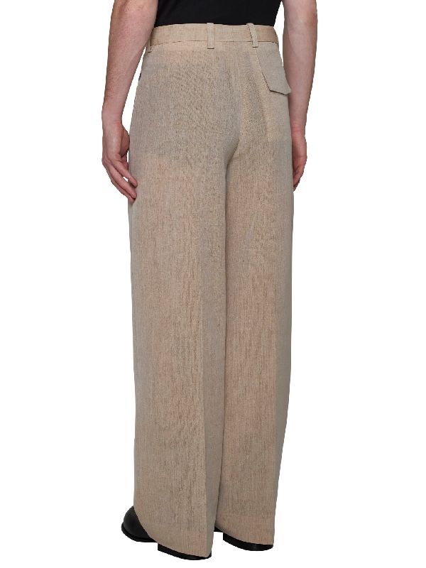 Wool Linen Pintuck Tailored Pants