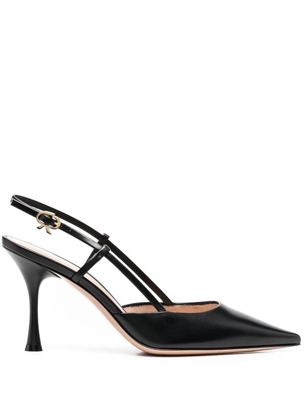 Ascent Black Leather Slingback Heel