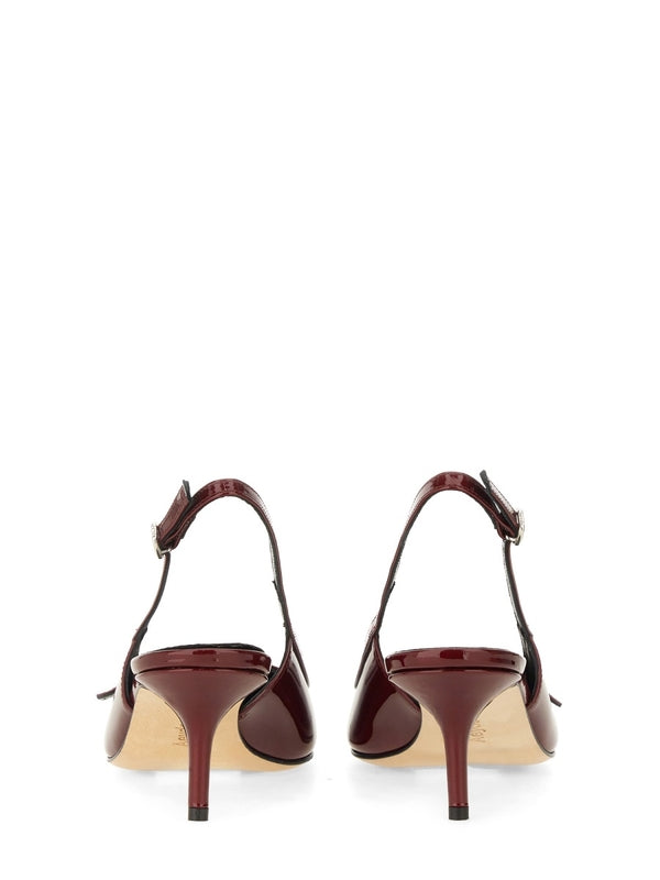 Burgundy Calfskin Slingback Heel