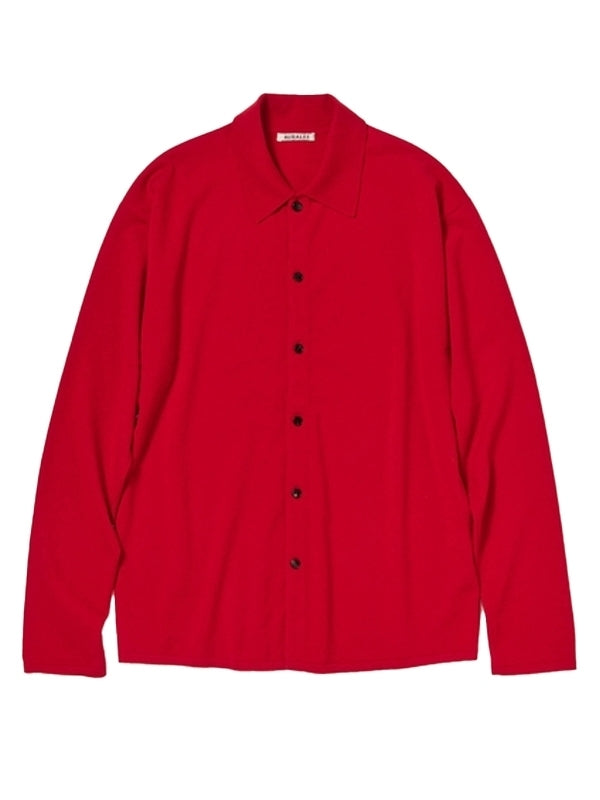 High Twist Red Wool Knit Shirt Cardigan