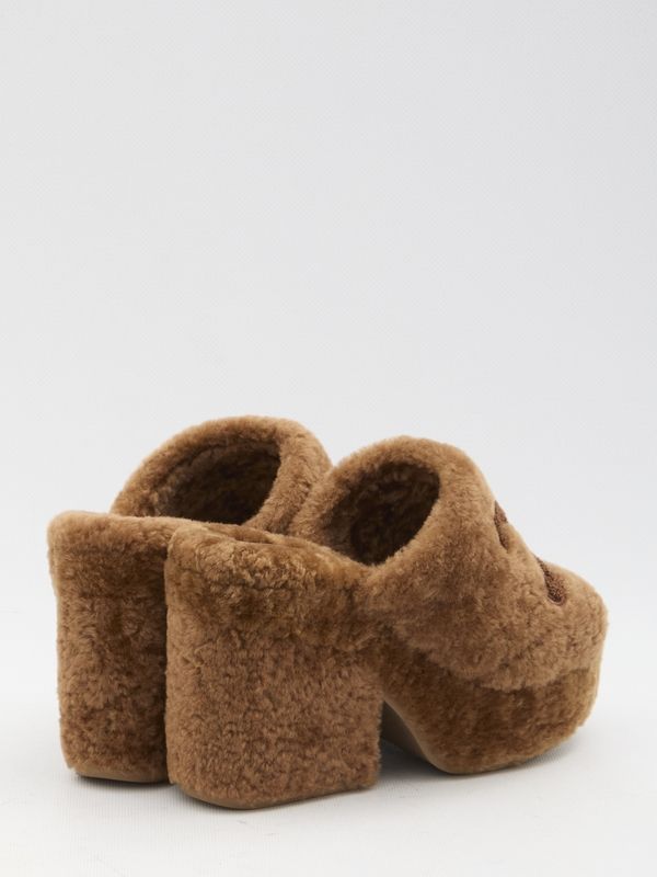 Elena Shearling Sandal Heels