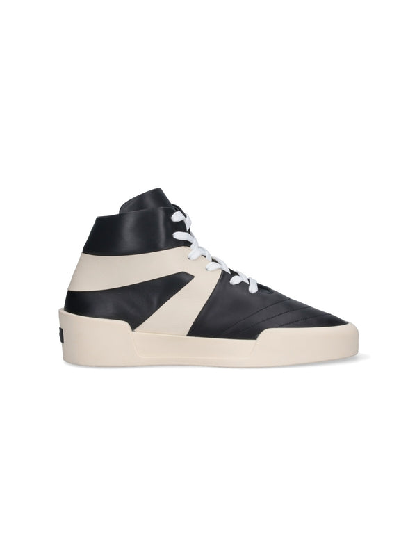 Basketball Logo Leather High Top Sneakers