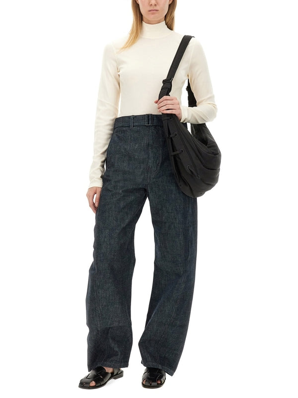 Belt Cotton Wide Pants