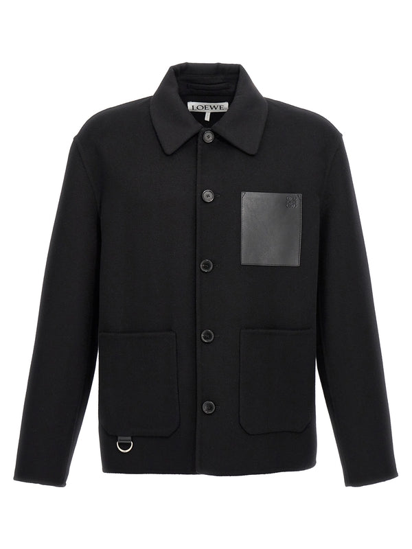 徽标口袋羊毛羊绒
夹克