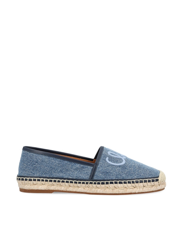 Logo Embroidered Denim Espadrilles