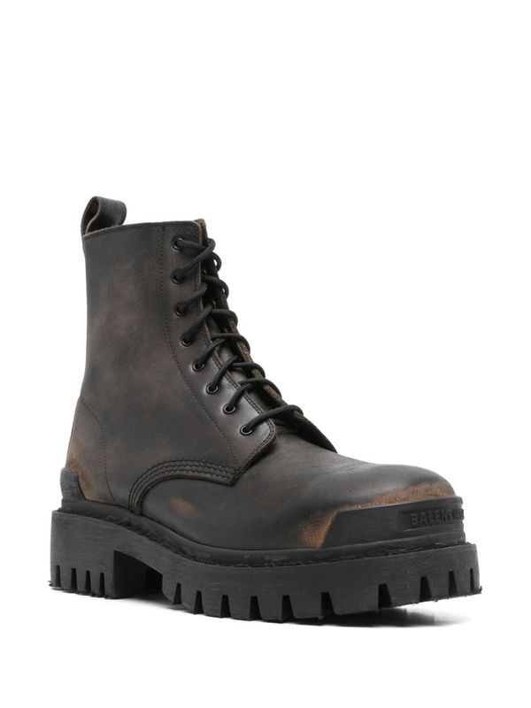 Strike Washing Effect Leather Boots