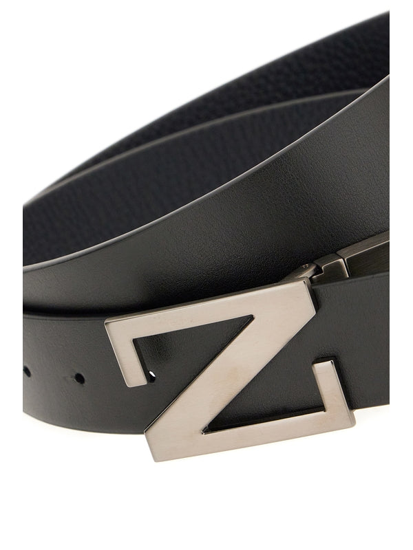 Z Zegna Black Leather Belts