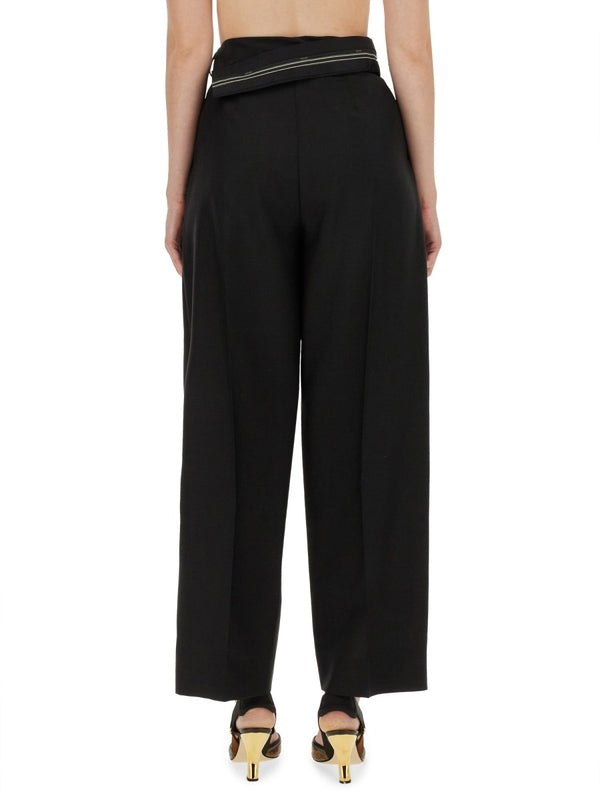 Asymmetrical Detail Mohair Wool Pants