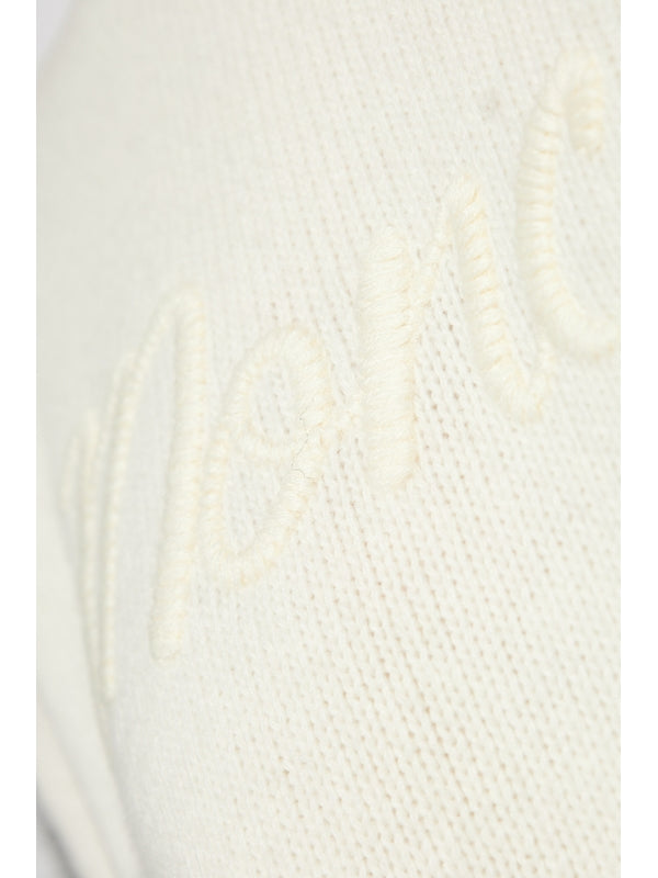 Logo Embroidered Wool Cashmere Knit