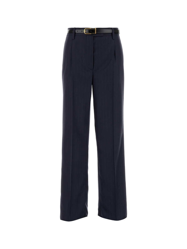 Belted Wool Tailored Pants