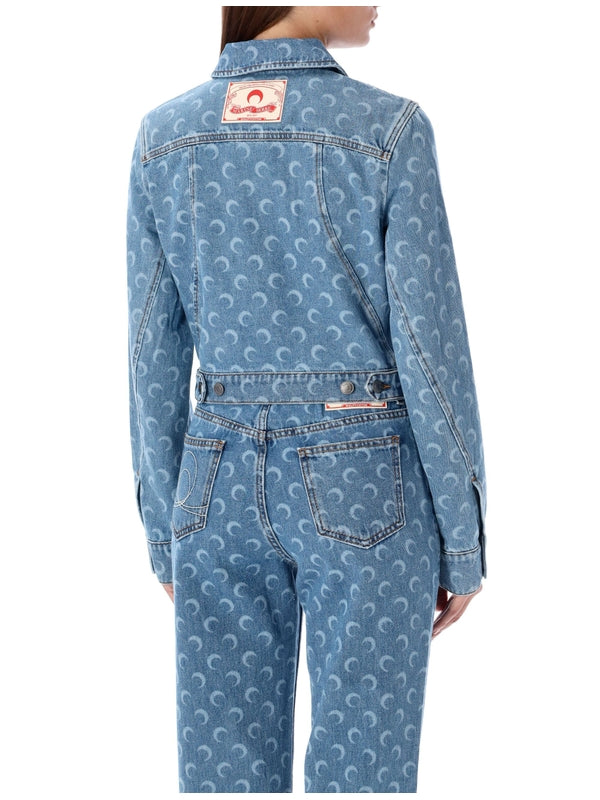 Moon Printing Cotton Denim Jacket