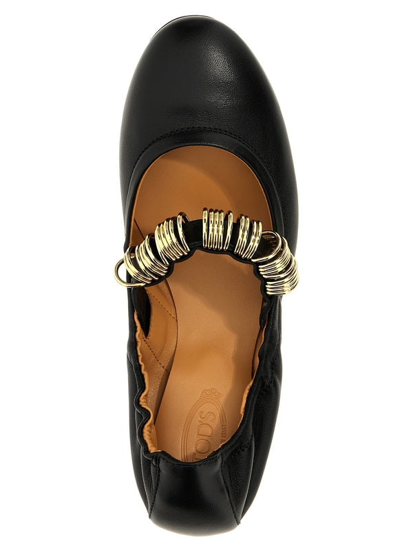 Dee Metal Ring Leather Ballerina Flat Shoes