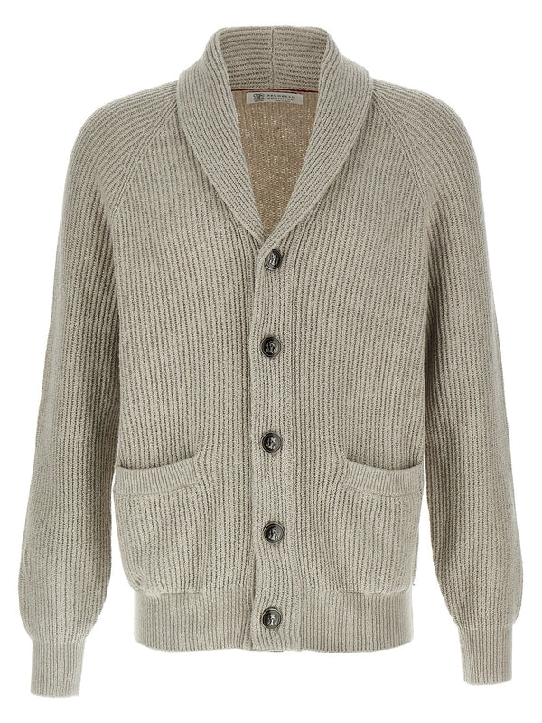 Shawl Collar
  Ribbed Cotton Cardigan